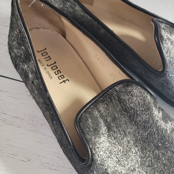 Jon Josef, Women's Pewter/Grey Haircalf, Pointy-toe Smoking Loafer, 81/2M - Picture 2 of 5